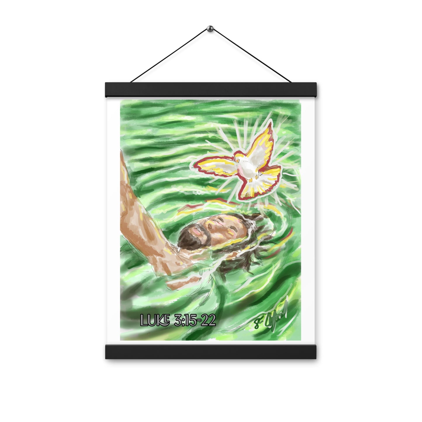 Advent Art series Day 4 The baptism of Jesus Print with hangers