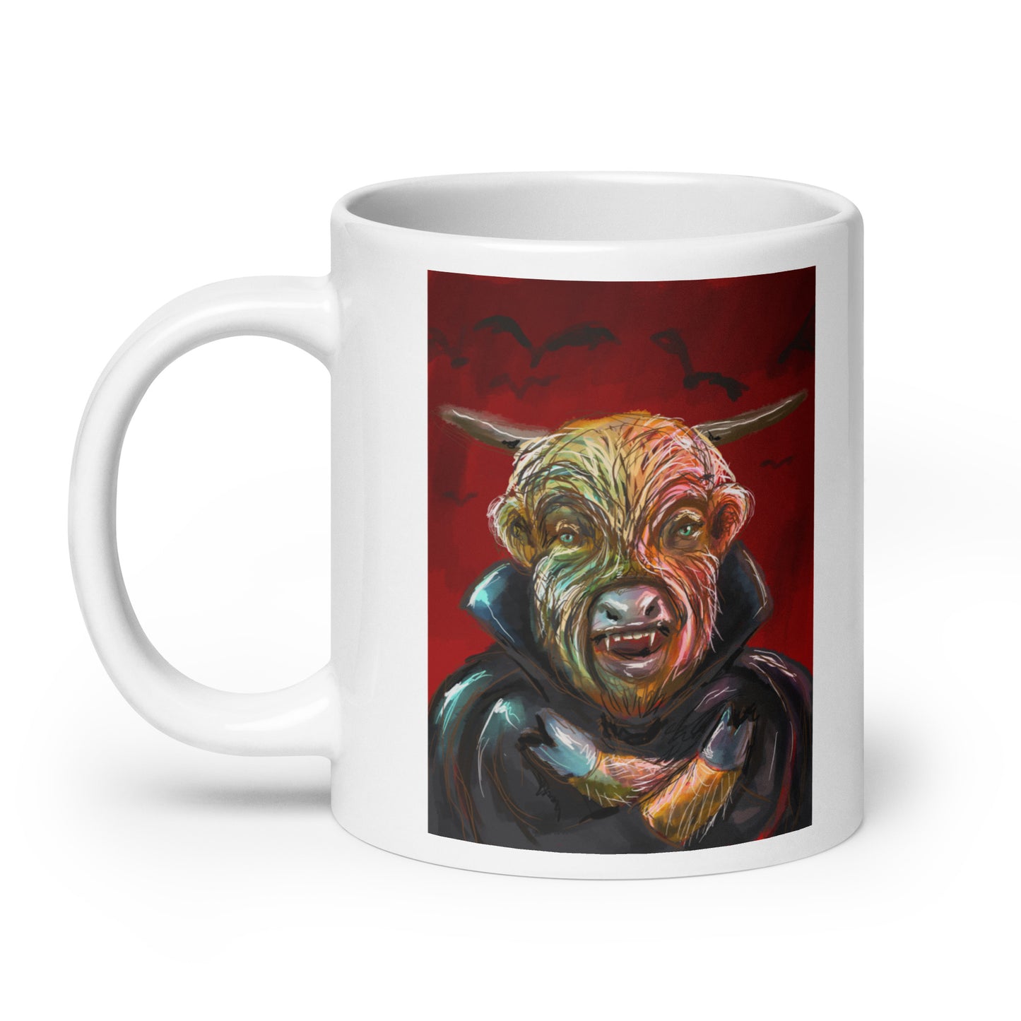 Highland Cow Vampire White glossy mug