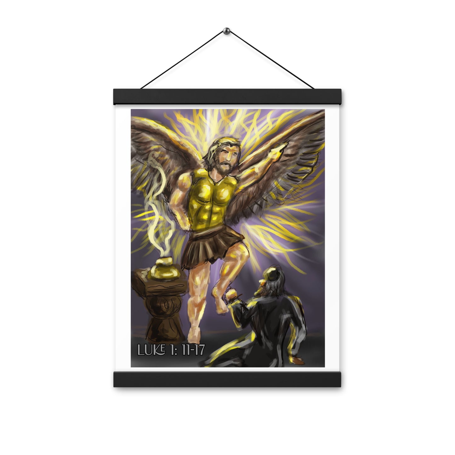 Advent Art series Day 1 Angel visits Zechariah Luke 1: 11-17 Print with hanger
