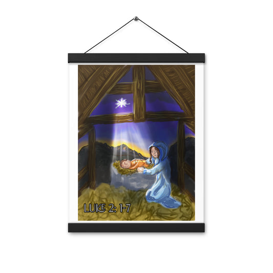 Advent Art series Day 3 Luke 2: 1-7 The Birth of Jesus Print with Hanger