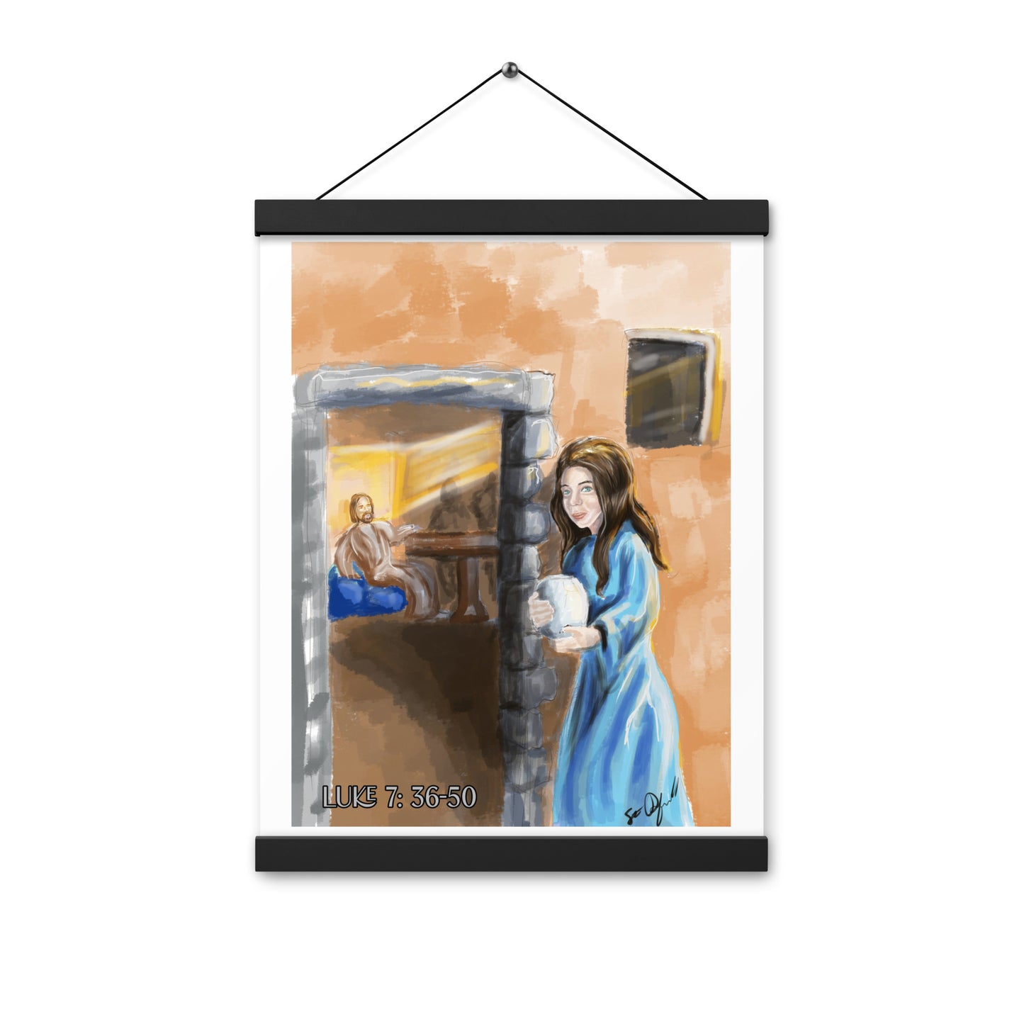 Advent Art series day 10 Luke 7: 36-50 Jesus Anointed by a Sinful Woman print with hangers