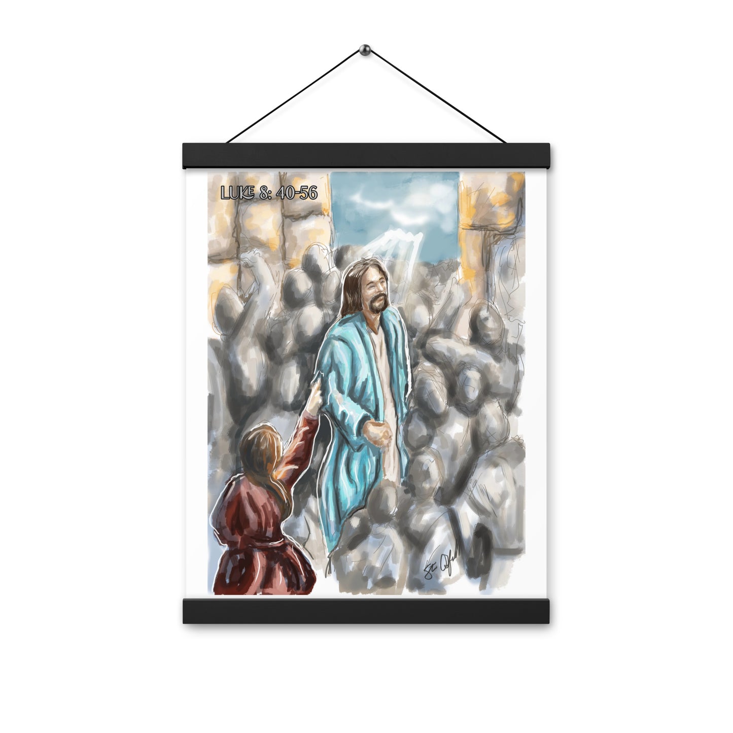 Advent Art series Day 12 Luke 8: 40-56 Jesus Heals a sick Woman Print with hangers