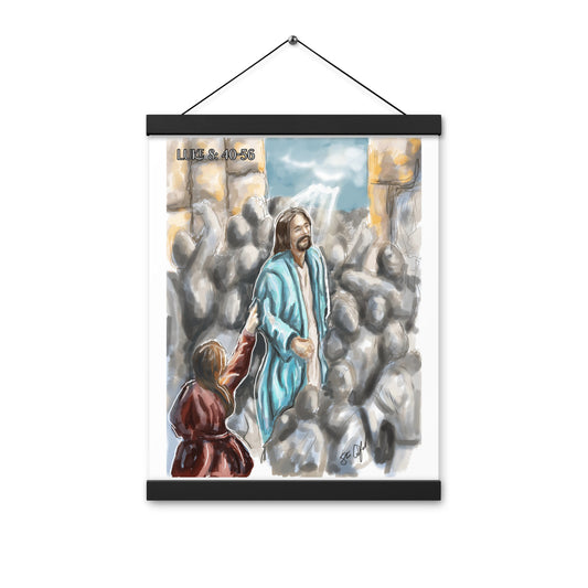 Advent Art series Day 12 Luke 8: 40-56 Jesus Heals a sick Woman Print with hangers