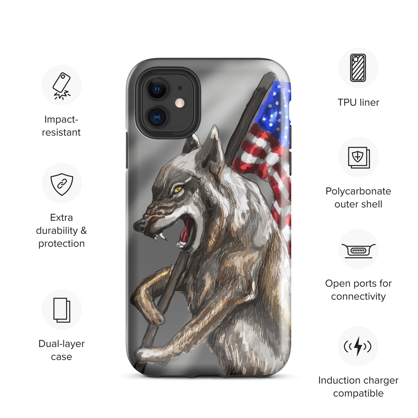 Patriotic Wolf Tough Case for iPhone®