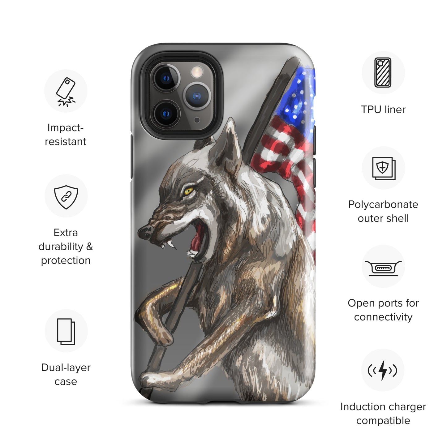 Patriotic Wolf Tough Case for iPhone®