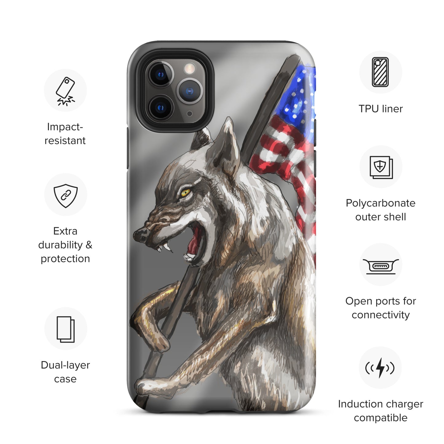 Patriotic Wolf Tough Case for iPhone®