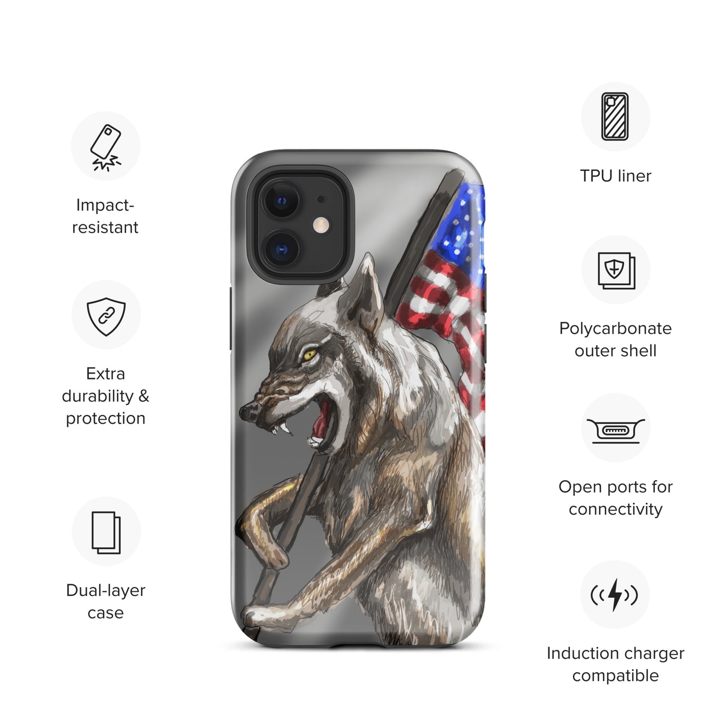 Patriotic Wolf Tough Case for iPhone®
