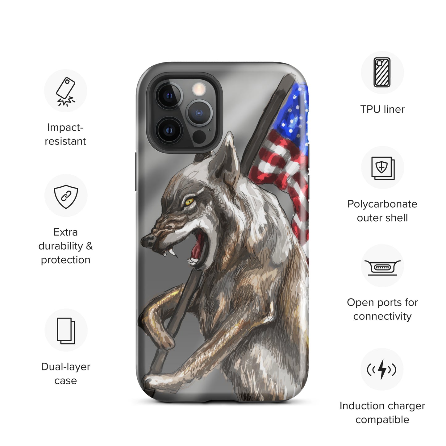 Patriotic Wolf Tough Case for iPhone®