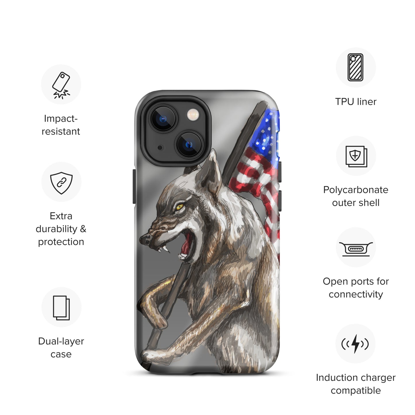 Patriotic Wolf Tough Case for iPhone®