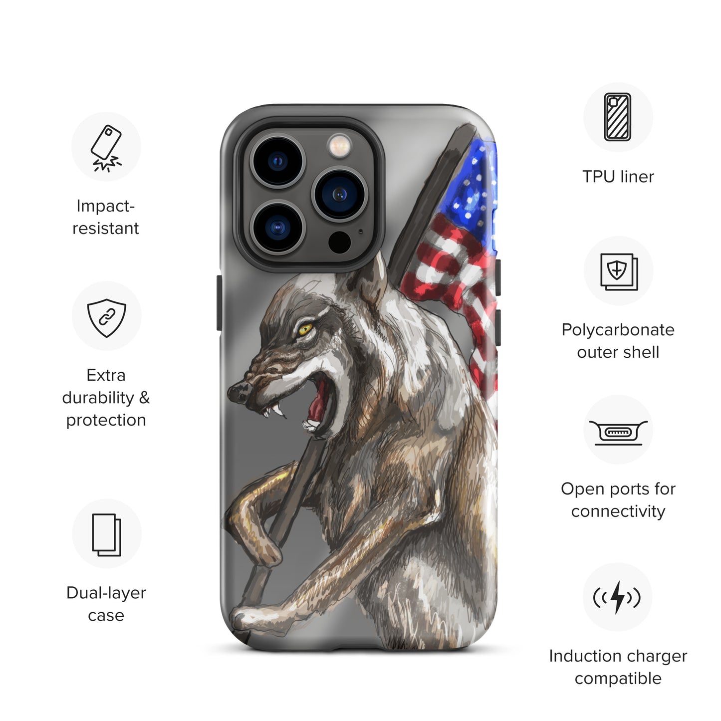 Patriotic Wolf Tough Case for iPhone®