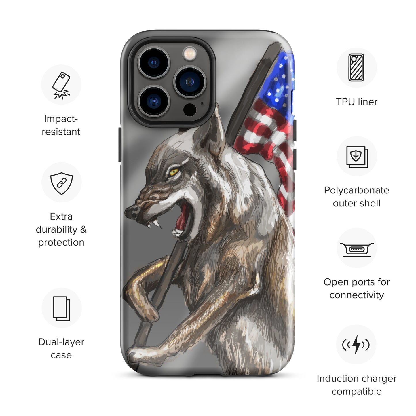 Patriotic Wolf Tough Case for iPhone®