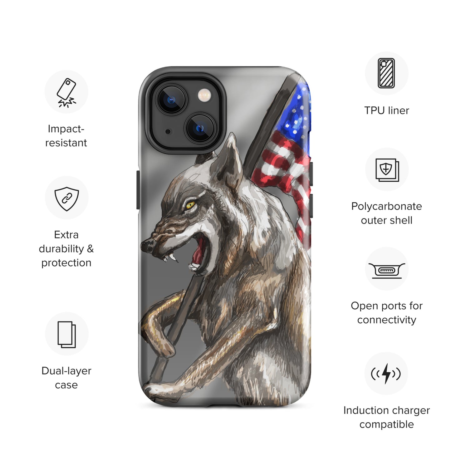 Patriotic Wolf Tough Case for iPhone®