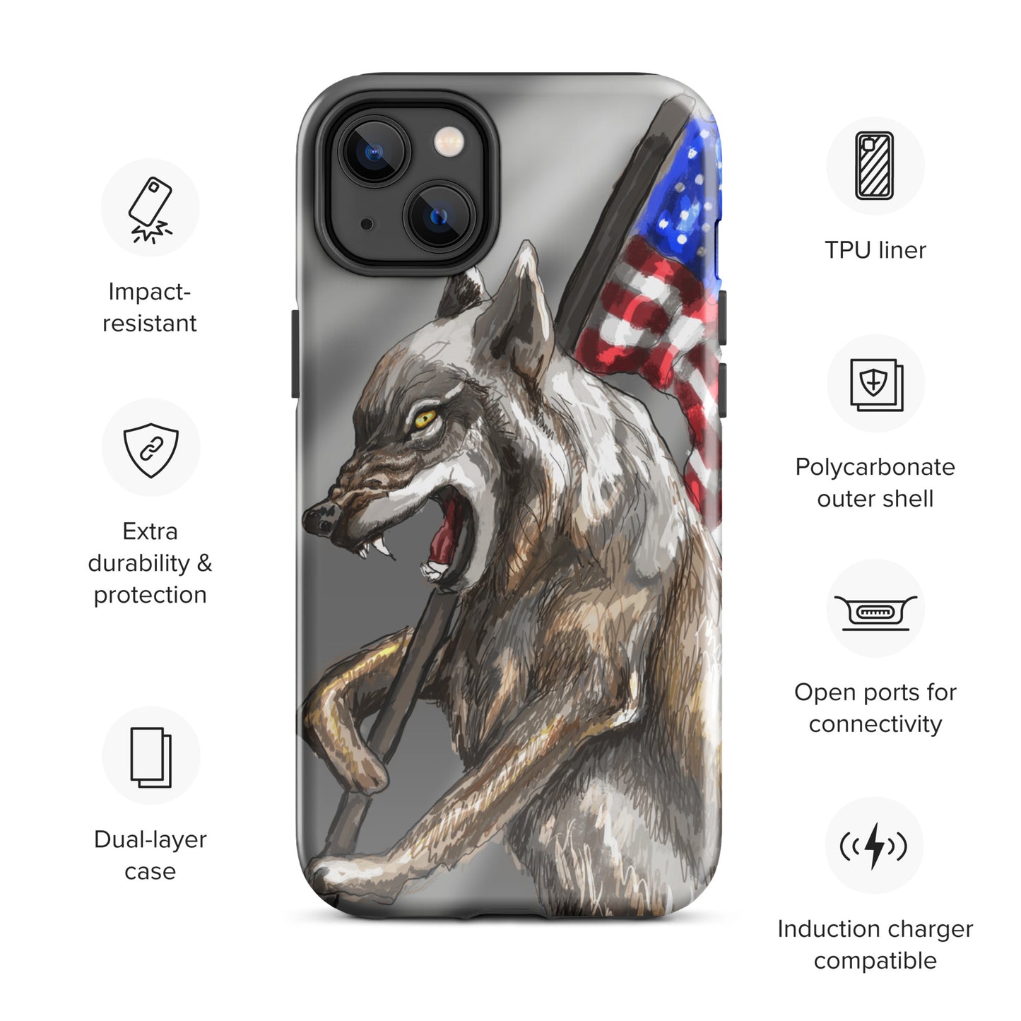 Patriotic Wolf Tough Case for iPhone®