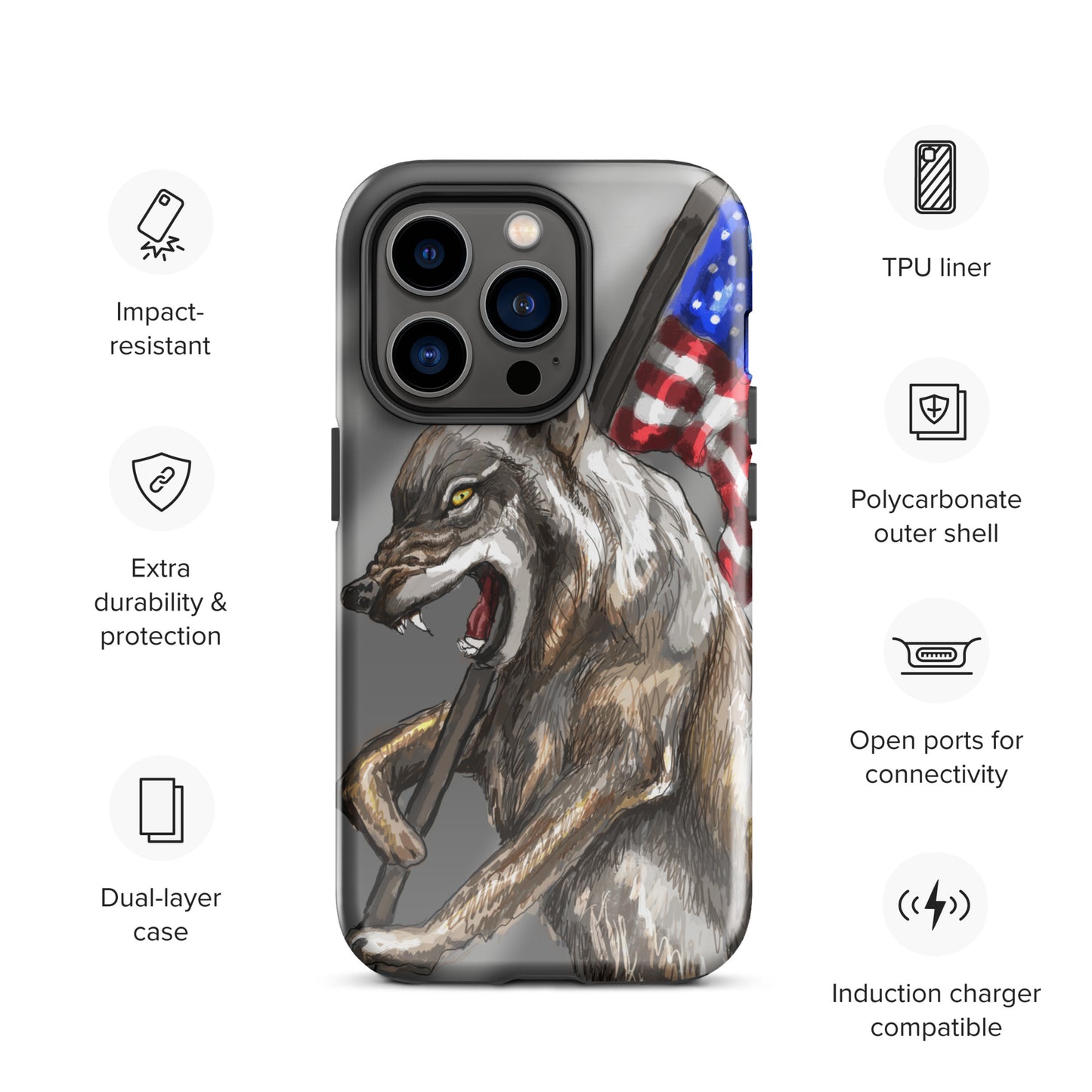 Patriotic Wolf Tough Case for iPhone®