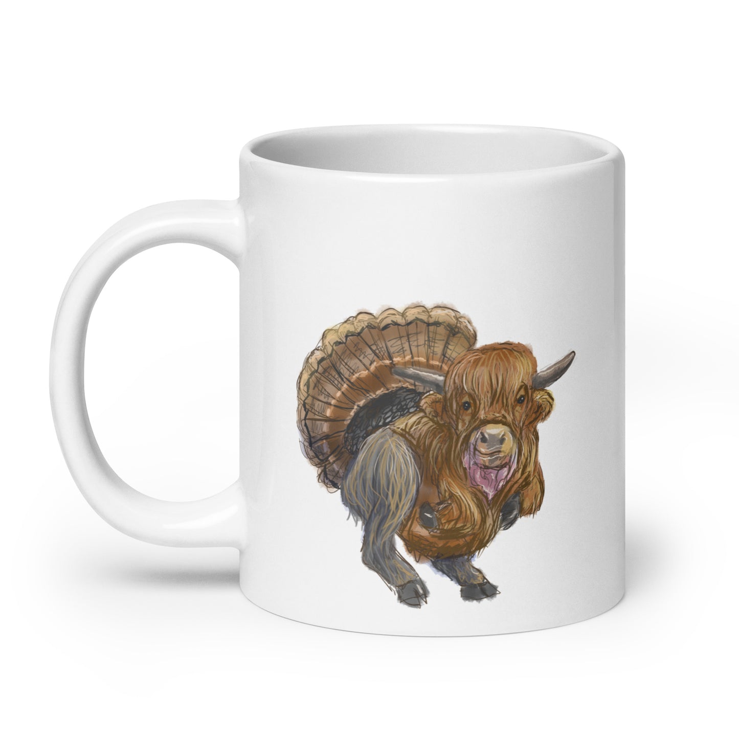 Highland Cow Turkey White glossy mug