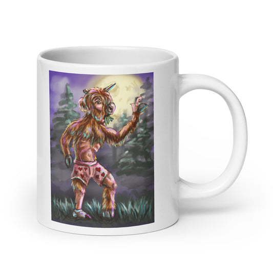 Highland Cow Werecow White glossy mug