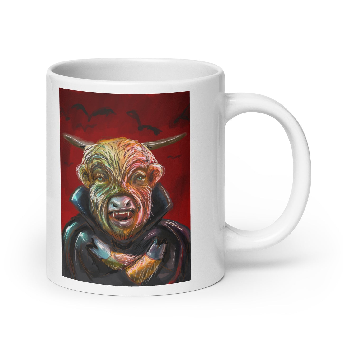 Highland Cow Vampire White glossy mug