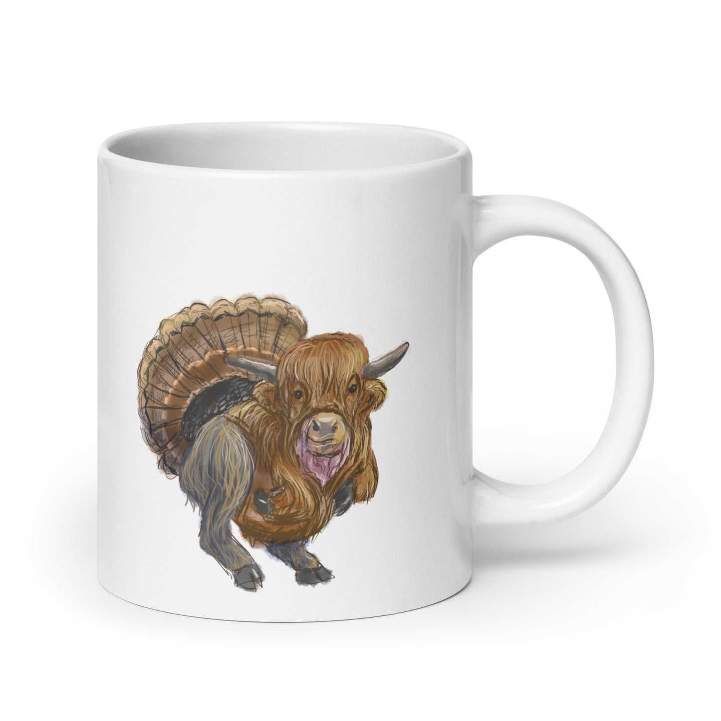 Highland Cow Turkey White glossy mug